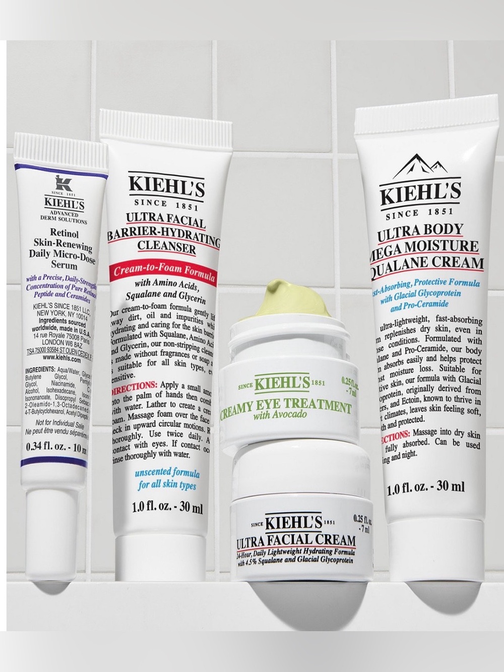 🌿 Kiehl’s 5 Pc Skincare Gift Set Retinol Avocado Eye Cream NEW